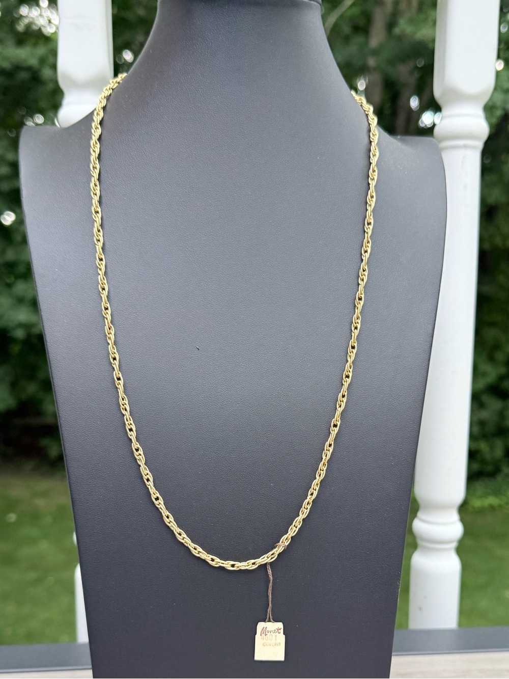 Vintage Monet Gold Rope Chain Necklace with original tag